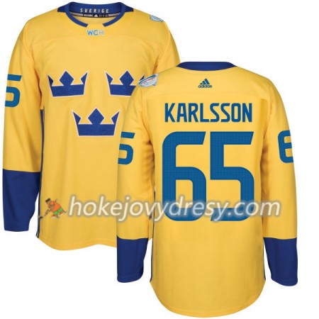 Pánské Hokejový Dres Švédsko Erik Karlsson 65 Světový pohár v ledním hokeji 2016 Žlutá Premier